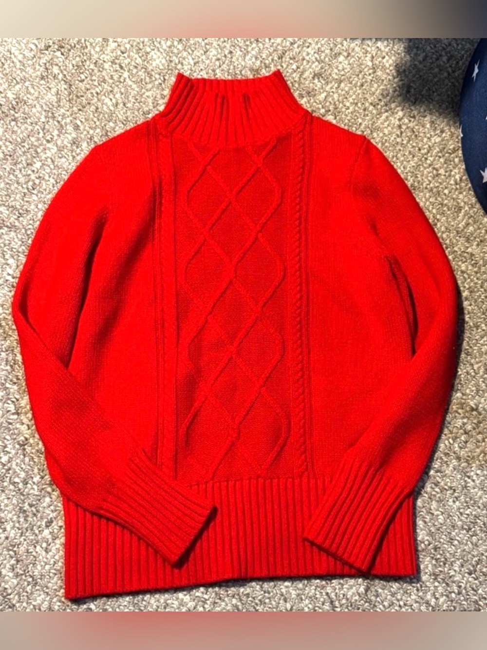 J. Crew red cable-knit mock neck sweater size medium